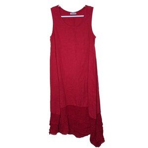 Grand Red Linen Maxi Dress Size M flowy Summer Resort Style